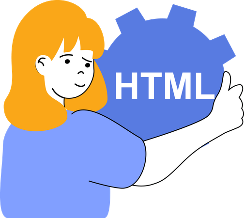 Mädchen stellt HTML-Programm ein  Illustration