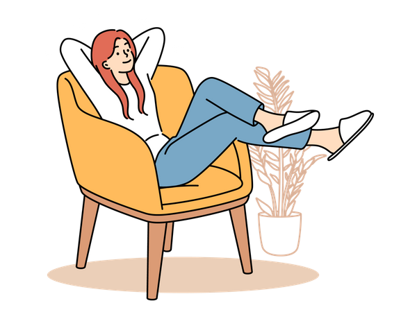 Mädchen entspannt auf der Couch  Illustration