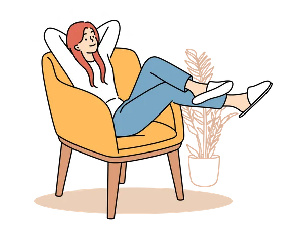 Mädchen entspannt auf der Couch  Illustration