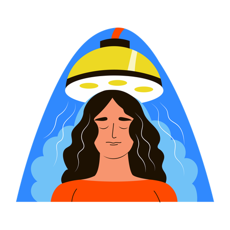 Mädchen erhält Haardampfer  Illustration