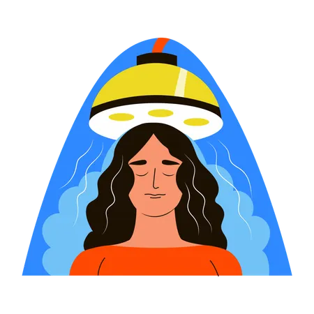 Mädchen erhält Haardampfer  Illustration