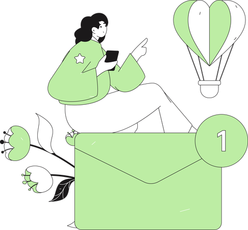 Mädchen erhält Nachricht am Frauentag  Illustration