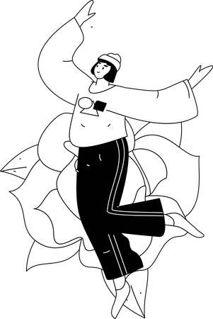 Mädchen erlebt Frauentag-Freude  Illustration