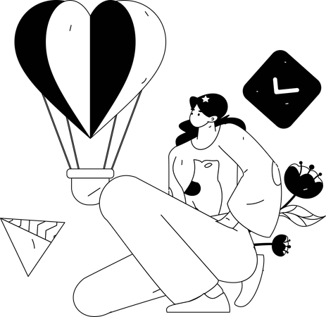 Mädchen erlebt Frauentag-Freude  Illustration