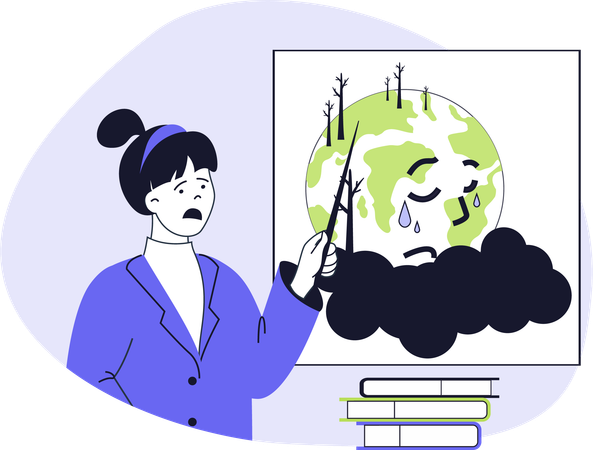 Mädchen erzählt vom Klimawandel  Illustration