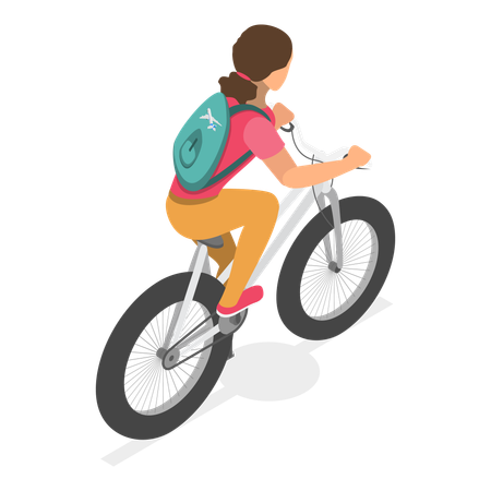 Mädchen fahren Fahrrad in den Sommerferien  Illustration