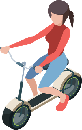Mädchen reitet Elektrofahrrad  Illustration