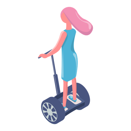 Mädchen reitet Elektroroller  Illustration