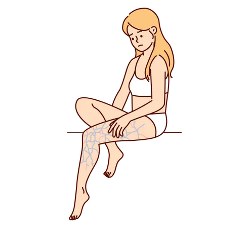 Mädchen mit Hautausschlägen an den Beinen  Illustration