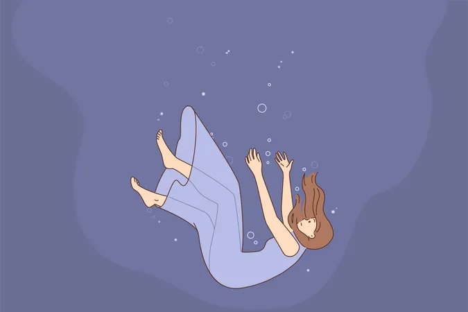 Mädchen fällt ins Meer  Illustration