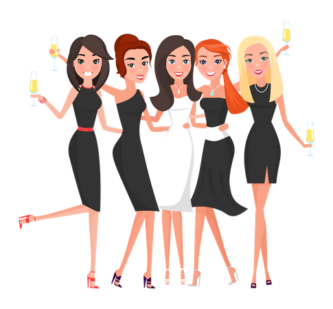 Mädchen feiern Party  Illustration