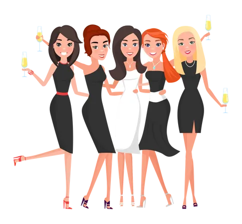 Mädchen feiern Party  Illustration