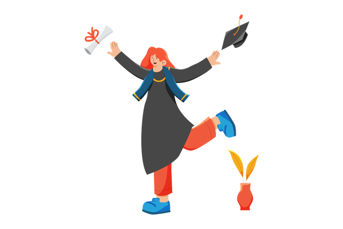 Mädchen feiert Abschluss Illustration
