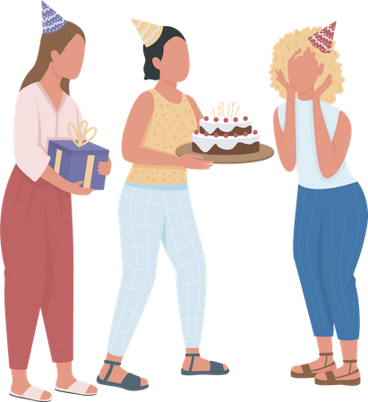 Mädchen feiert ihren Geburtstag  Illustration
