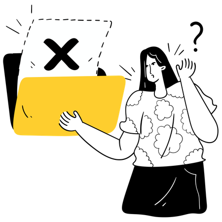 Mädchen findet Datei, obwohl Datei nicht gefunden wurde  Illustration