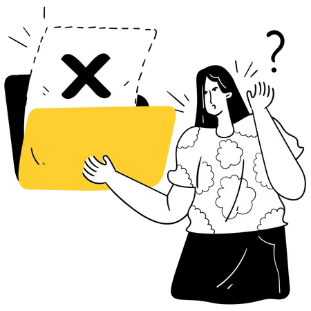 Mädchen findet Datei, obwohl Datei nicht gefunden wurde  Illustration
