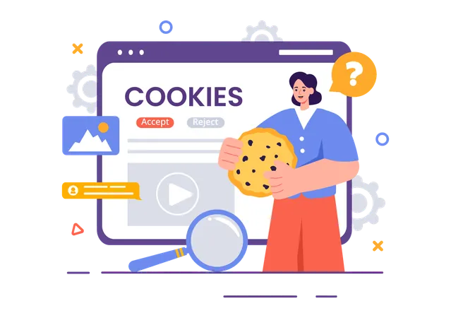 Mädchen findet Internet-Cookies  Illustration