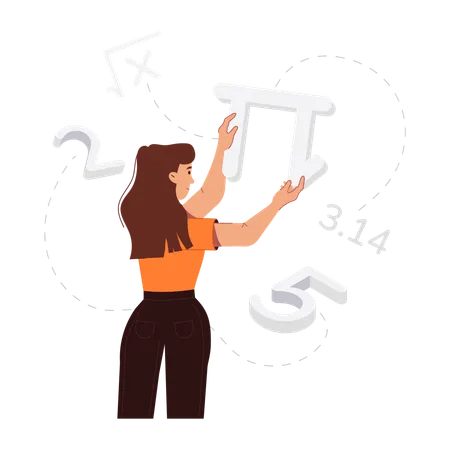 Mädchen findet den Pi-Wert heraus  Illustration