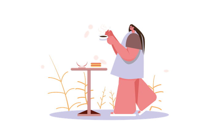 Mädchen folgt Morgenroutine  Illustration