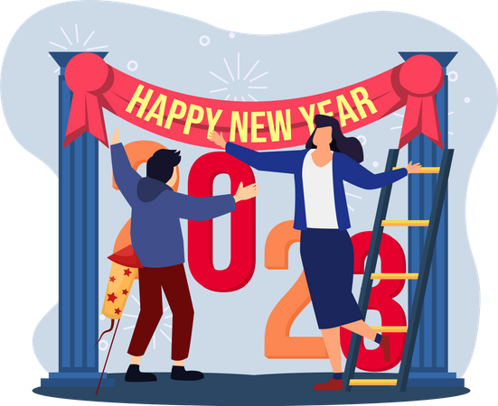Mädchen freuen sich so sehr auf die Silvesterparty  Illustration