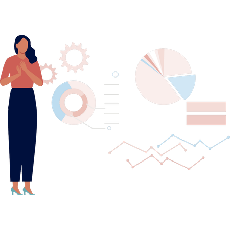 Mädchen freut sich, Kreisdiagrammteil zu sehen  Illustration