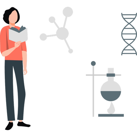 Mädchen führt chemisches Experiment durch  Illustration