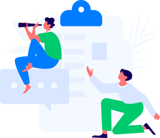 Mädchen nimmt an einer Umfrage zum Kundenengagement teil  Illustration