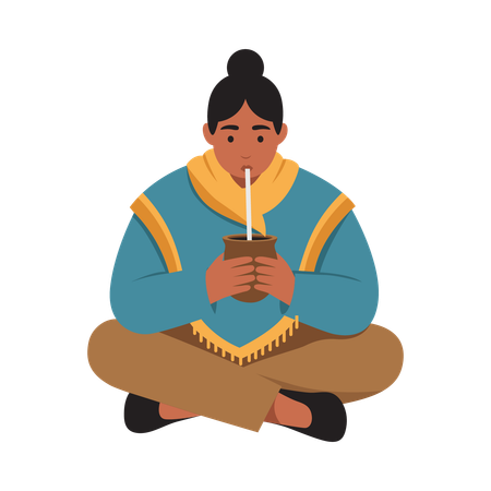 Mädchen führt Meditations- und Achtsamkeitsritual durch  Illustration