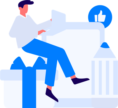 Mädchen führt Umfrage zum Kundenverhalten durch  Illustration