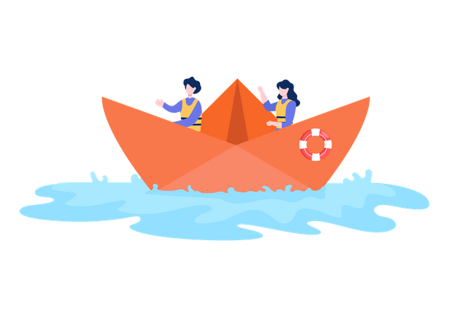 Mädchen genießen Bootsfahrt  Illustration