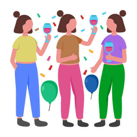 Mädchen genießen Cocktailparty  Illustration