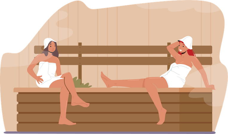 Mädchen genießen Spa-Sauna  Illustration