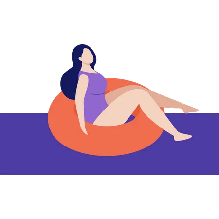 Mädchen genießt Schwimmen  Illustration