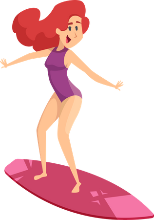 Mädchen genießen Surfen  Illustration