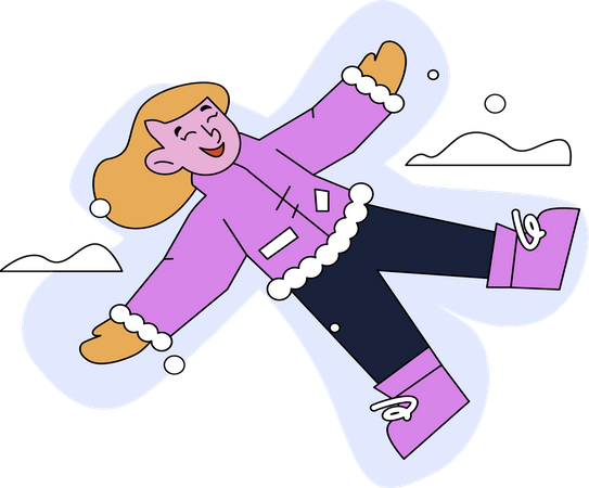 Mädchen genießt Schnee  Illustration