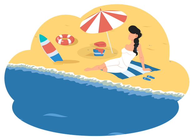 Mädchen genießt Urlaub in Busan  Illustration