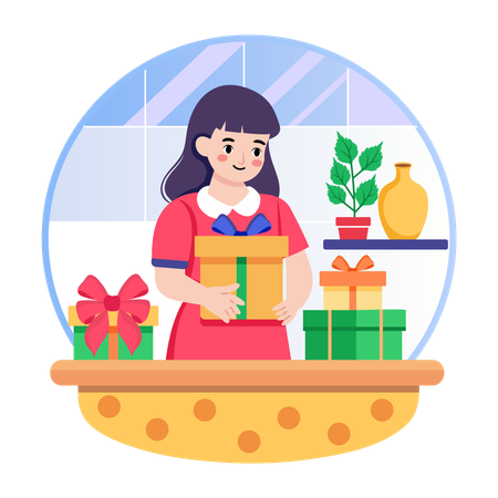 Mädchengeschenke an ihrem Geburtstag  Illustration
