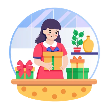 Mädchengeschenke an ihrem Geburtstag  Illustration
