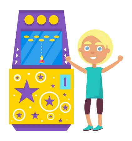 Mädchen gewinnt am Spielautomaten  Illustration