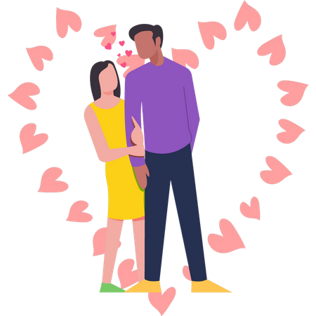 Mädchen hält am Valentinstag die Hand des Jungen  Illustration