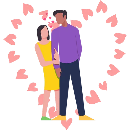 Mädchen hält am Valentinstag die Hand des Jungen  Illustration