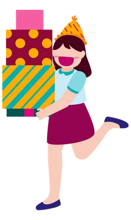 Kleines mädchen das geschenke hält  Illustration