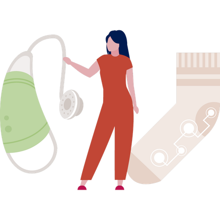 Mädchen hält Stethoskop  Illustration