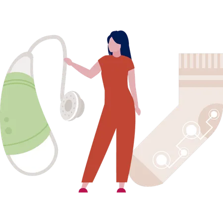 Mädchen hält Stethoskop  Illustration
