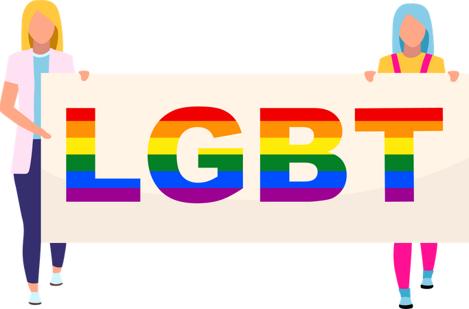 Mädchen mit LGBT-Banner  Illustration