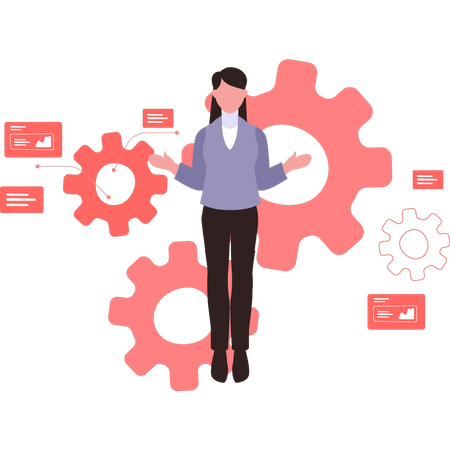 Mädchen handhabt Systemeinstellungen  Illustration