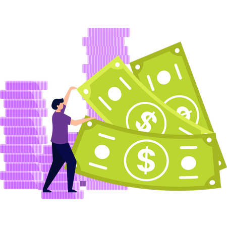 Mädchen hat Bargeld  Illustration