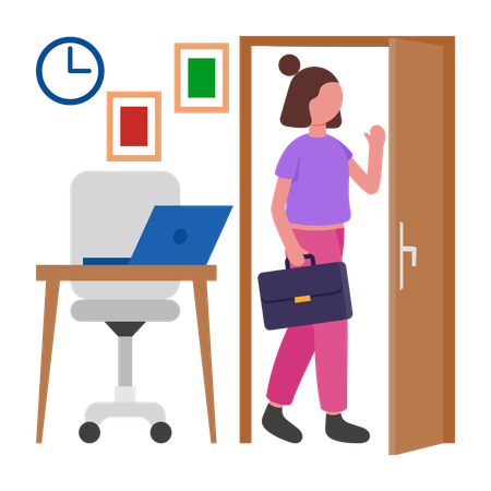 Mädchen erledigte Geschäftsaufgabe und ging nach Hause  Illustration