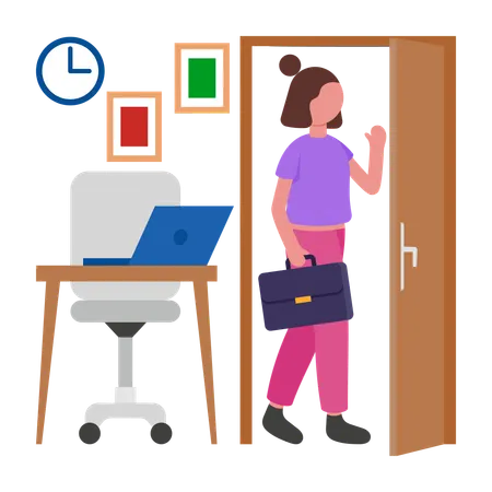 Mädchen erledigte Geschäftsaufgabe und ging nach Hause  Illustration