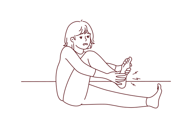 Mädchen mit Schmerzen im Fuß  Illustration